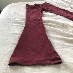 Burgundy denim bell bottoms - stretchy!